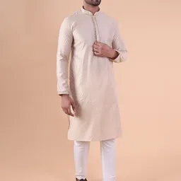 AURIK Men Ethnic Motifs Printed Festive Silk Straight Kurta image 2