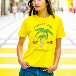 DressBerry Women Typography Printed Applique Slim Fit Cotton T-shirt-picture-23