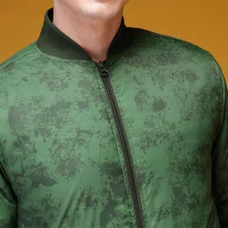 HERE&NOW Abstract Printed Stand Collar Padded Bomber Jacket image 4