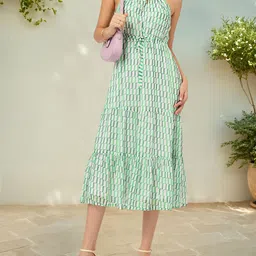 DressBerry Dreamy Delicate Tie-Up Printed Tiered Midi Dress-image-75