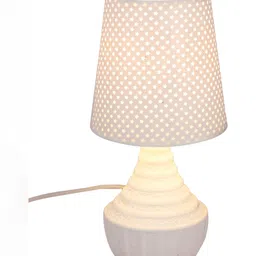 TAYHAA White Printed Ceramic Contemporary Frusturical Shaped Table Lamp image 4