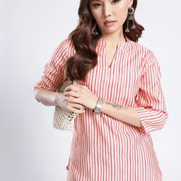 Anouk Rustic Striped Mandarin Collar Straight Kurti-picture-28