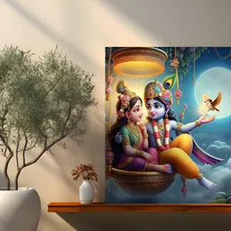 SAF Blue & Yellow 1 Piece Canvas Religious Wall Paintings image 5