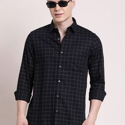 Turtle Classic Grid Tattersall Checked Spread Collar Slim Fit Formal Pure Cotton Shirt-picture-29