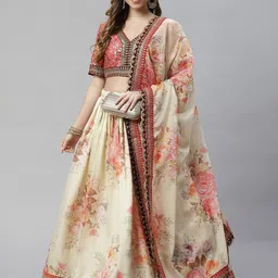 DIVASTRI Embroidered Sequinned Semi-Stitched Lehenga & Unstitched Blouse With Dupatta-picture-36
