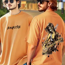 AUSK Graphic Printed Round Neck Drop-Shoulder Sleeves Oversized Cotton T-shirt image 5