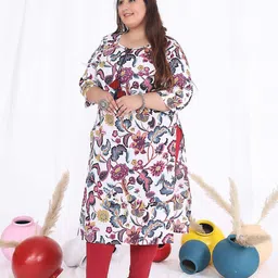 FLAVIA CREATION Women Plus Size Printed Pure Cotton Kurta image 5