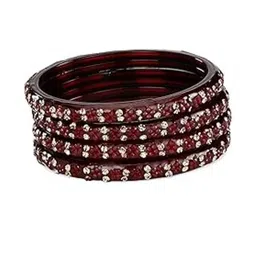 SOMIL Set Of 8 Artificial Stones Glass Bangles image 5