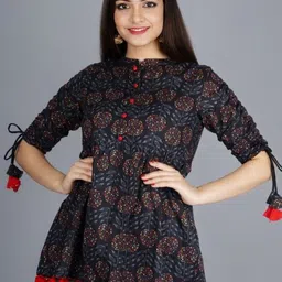 VYKOO Floral Print Mandarin Collar Bohemian Top image 5