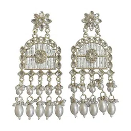 TESSARA Silver-Plated Floral Shaped Drop Earrings image 5