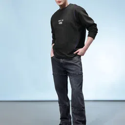 glitchez Typography Printed Panelled Sweatshirt image 4