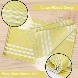 HOKIPO 5 Pieces Cotton Ribbed Washable Table Mats with Runner image 4