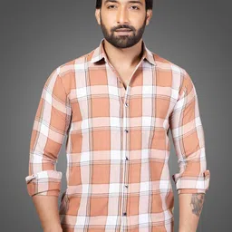 D Finish Men Smart Fit Tartan Checked Spread Collar Casual Shirt-picture-28