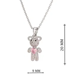 MINJI AND CO. Silver-Plated Cubic Zirconia Studded Contemporary Shaped Pendant With Chain image 5