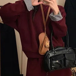 StyleCast Women Round Collar Neck & Long Sleeves Top With Skirt Co-Ords image 3