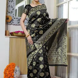 Subham Ethnic Motifs Zari Silk Blend Heavy Work Kanjeevaram Saree-picture-18