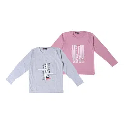 NeuVin Kids Pack of 2 Typography Printed Round Neck T-shirts-image-98