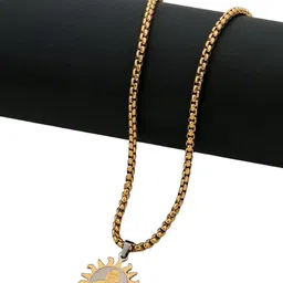 SZN Men Gold-Plated Circular Sai Baba Pendant with Chain image 2