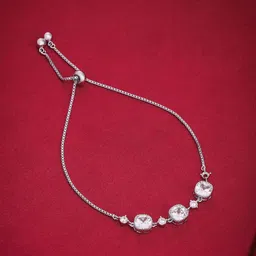 Kushal's Fashion Jewellery Women Rhodium-Plated Zircon Studded Link Bracelet-picture-31