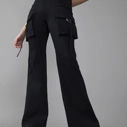 DOLCE CRUDO Women Bootcut High-Rise Stretchable Cargos Jeans-image-26