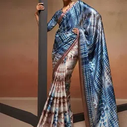 ODETTE Tie and Dye Satin Saree-image-81