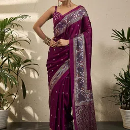 Mitera Floral Poly Georgette Banarasi Saree-picture-33