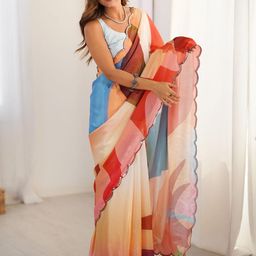 Mitera Abstract Printed Embellished Mirror Work Pure Chiffon Saree-picture-22