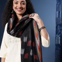 Taavi Woven Design Pure Cotton Ikat Dupatta-picture-18