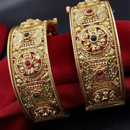 AARNAA Set Of 2 Gold-Plated Kundan-Studded Bangles-picture-21