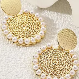 Adornity Women Gold-Plated Alloy Drop Earrings-image-3