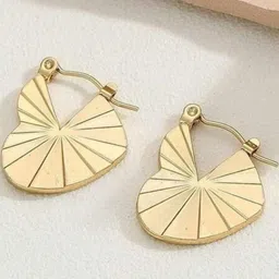 Estailo fashion Gold Plated Heart Shaped Hoop Earrings-image-84