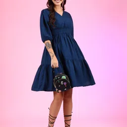 Krunal Raiyani Women V-Neck Fit & Flare Midi Dress-picture-19