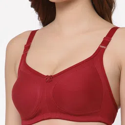 Floret Maroon & White Non-Padded Super Support Minimizer Bra Pack Of 2  T3033_Merlot-White_30C image 5