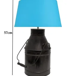 Homesake Grey & Turquoise Blue Metal Can Shape Table Lamps With Shade image 5