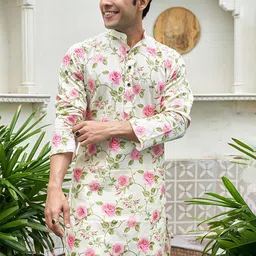 Shasak Men Floral Printed Thread Work Kurta image 1