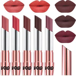 VOLO Set Of 5 Creme Matte Lipstick-Light Peach 32-Peach 33-Coffee 34-Chocolate 35-Plum 36-image-30