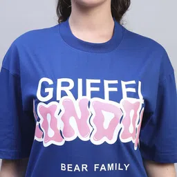 GRIFFEL Printed Oversized Pure Cotton T-Shirt With Shorts Co-Ords image 3