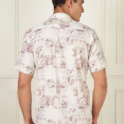 BS BLUE SQUAD Men India Slim Tailored Fit Geometric Printed Spread Collar Casual Shirt image 5