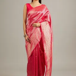 MOHEY Ethnic Motifs Woven Design Zari Saree With Blouse Piece-picture-22