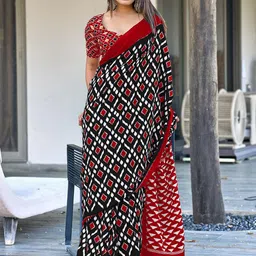 HMP Fashion Ajrak Printed Sarees With Blouse-picture-15