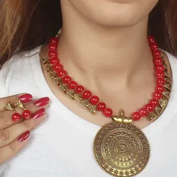 Sangria Beaded Rounded Jewellery Set-picture-37