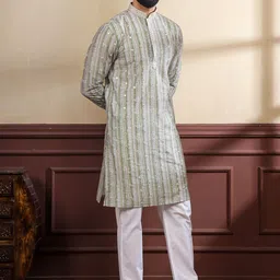 Koshin Men Embroidered Regular Mirror Work Kurta with Pyjamas image 2