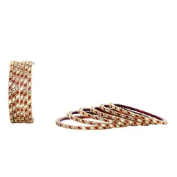 KOTTIAR CREATIONS Set Of 12 Crystal Studded Glass Diamond Bangle-picture-21