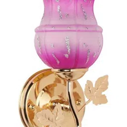 1ST TIME Pink & Pink Textured Metal Traditional Frustum Shaped Wall Lamp-picture-14