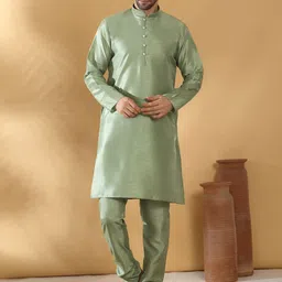 KRAFT INDIA Men Straight Kurta With Churidar And Nehru Jacket image 2