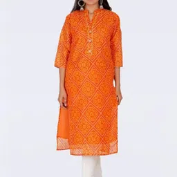 PARTH SY FASHION Women Orange Blended Straight Kurtas-picture-13