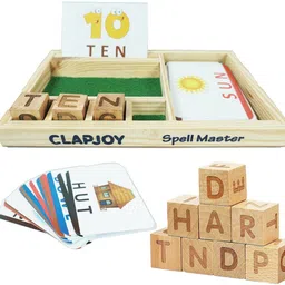 clapjoy Spelling Games for Kids Wooden Matching Letters Toy with Flash Cards (Combo) image 2