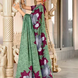 JAINICA Floral Printed Pure Cotton Saree image 4