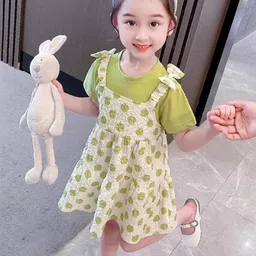 LULU & SKY Floral Colourblocked A-Line Dress image 5