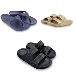 Feel alive Men Set Of 3 Striped EVA Casual Sliders Flip Flops-picture-12